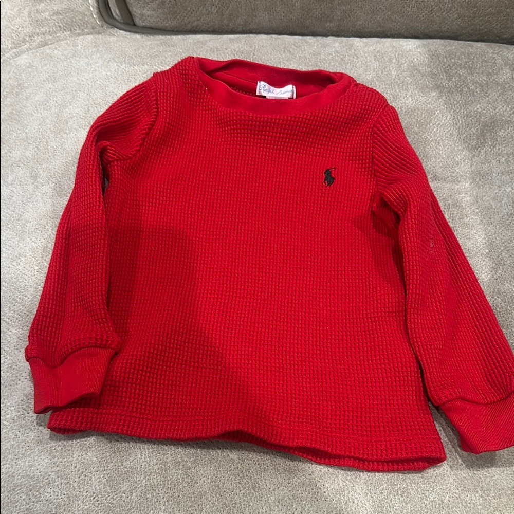 Ralph Lauren Red Long Sleeve Tee Classic Crewneck